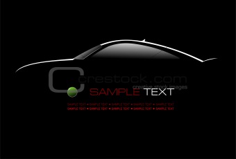 White silhouette of car sedan on black background. Vector illust