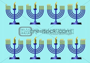 Hanukkah Symbols. Vector colored illustration 