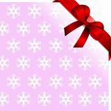 Snowflakes pink background with red ribbon and bow. Place for co