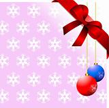 Snowflakes pink background with red ribbon and bow