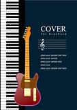 Cover for brochure with Piano with guitar images. Vector illustr