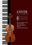 Cover for brochure with Piano with violin images. Vector illustr