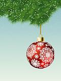 Fit-tree branch with red christmas ball. EPS 8
