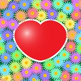 Background with red hearts and flowers
