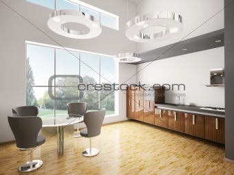 Interior of modern kitchen 3d