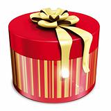 gifts round box  and gold ribbon