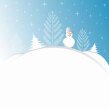Blue Christmas background with snowman