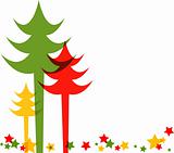Christmas tree with colourful decoration. Vector illustration