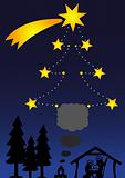 Image of Night sky with Stars, Christmas Trees, Bonfire and a Crib