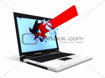 Arrow enter by a laptop