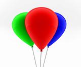three colored balloons