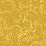Seamless golden swirls and leaves wallpaper