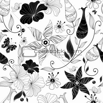 Seamless white floral pattern