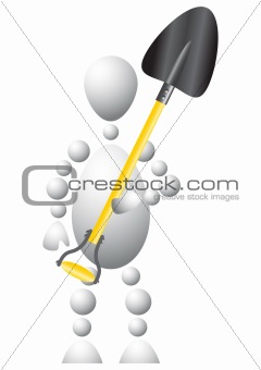 Man as worker with a big spade