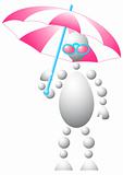 Man in pink sun-glasses with umbrella