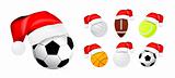 Santa hat on sport balls