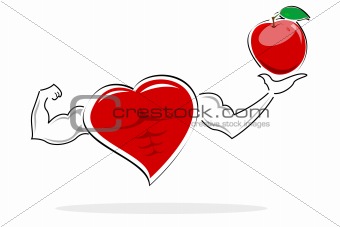 healthy heart holding apple
