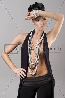 sensual girl with necklace and hair style