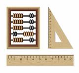 wooden abacus and rulers