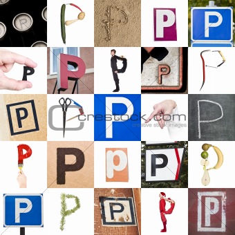 Collage of Letter P