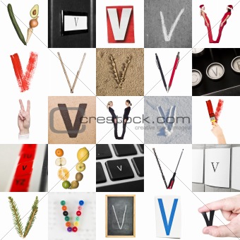 Collage of Letter V