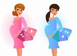 Pregnant women awaiting baby boy and baby girl