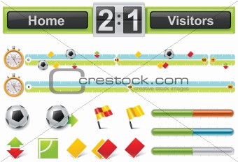 Vector soccer match timeline with scoreboard