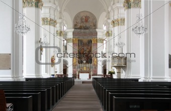 Indoor Christian Church With Lights