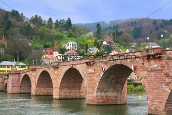 Houses at Neckar riverbank in Heidelberg