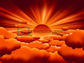 Vector sunburst. sunset on cloud. EPS 8