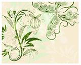 vector floral background with butterfly