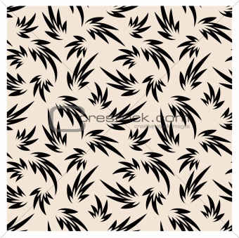 vector seamless background with black leaves