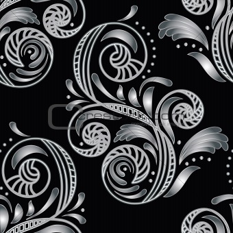 vector seamless silver floral background
