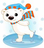 Polar bear on ice skates