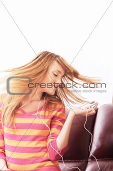 woman listen to the music; relax