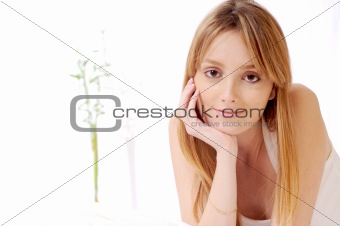 beautiful woman on the white background