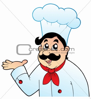 Cartoon chef in big hat