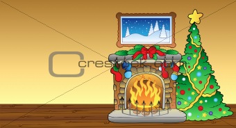 Christmas card with fireplace 1