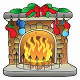 Christmas cartoon fireplace