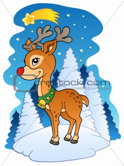 Christmas reindeer with comet