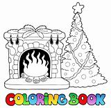Coloring book with fireplace