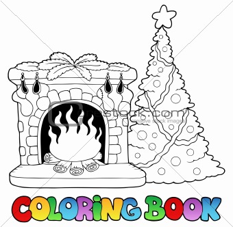 Coloring book with fireplace