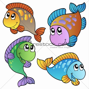 Four cartoon fishes