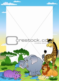 Frame with four African animals