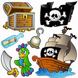 Pirate collection with wooden ship