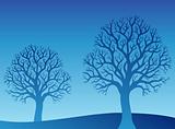 Two blue trees