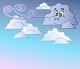 Windy sky with cartoon clouds