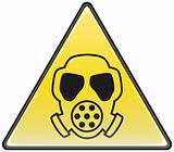 Gas mask vector triangle hazardous sign