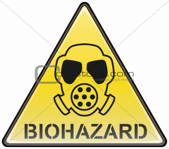 Biohazard gas mask vector triangle hazardous sign