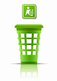 green garbage basket with indicator
